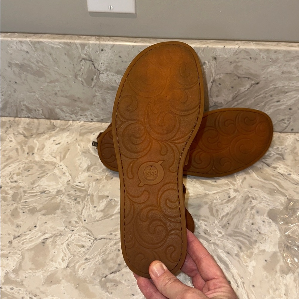 Born Tan Leather Slip-On Sandals - Picture 4 of 6